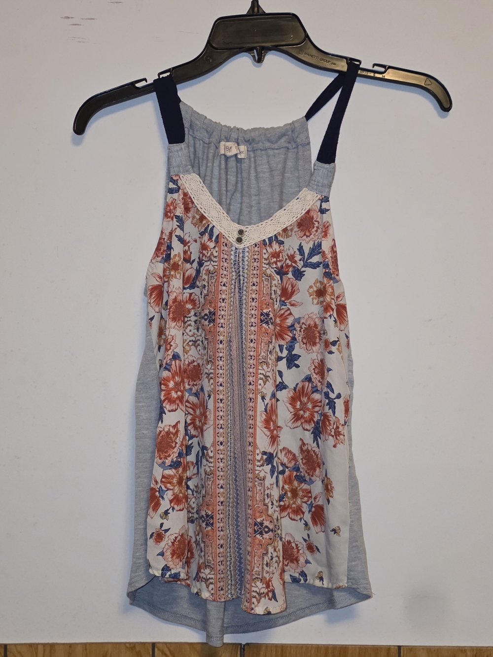 Rewind Blue Tank Dress with Coral Floral Print